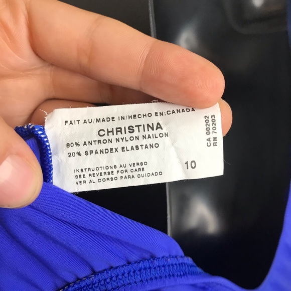 Vintage Christina one piece swimsuit made in Canada blue sports bathing suit - Picture 5 of 7